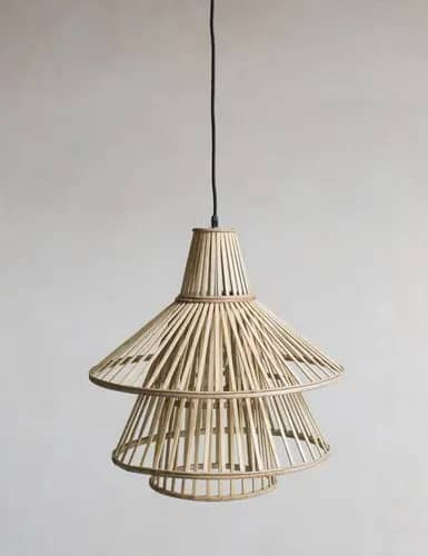 Bamboo three tier wicker hanging lampshade image 1