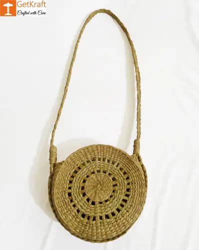 Natural Straw Round Stylish Sling Bag for Women image 1