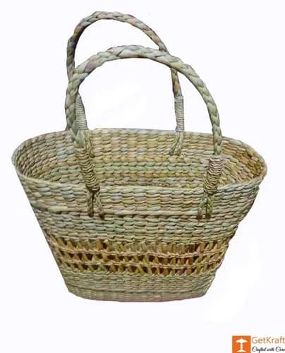 Medium Sized Natural Straw Tote Handbag image 1