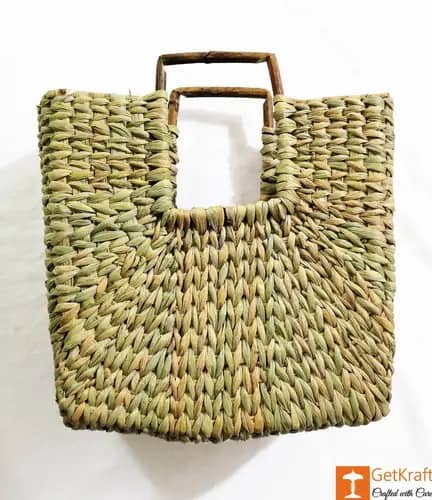 Natural Straw Mini Square Handbag with Square Handles image 1