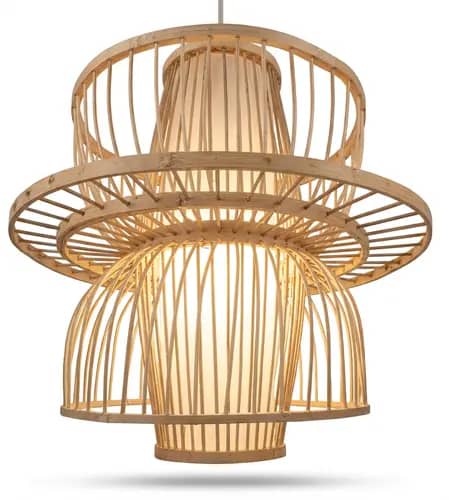 Handwoven Bamboo Hanging Lamp for Ceiling Decor