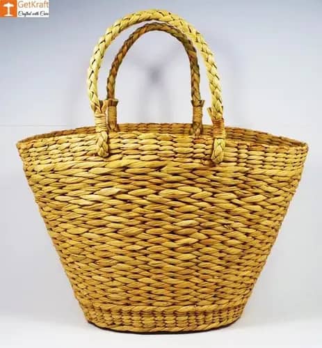 Natural Straw Oval Shaped Fancy Handbag image 1