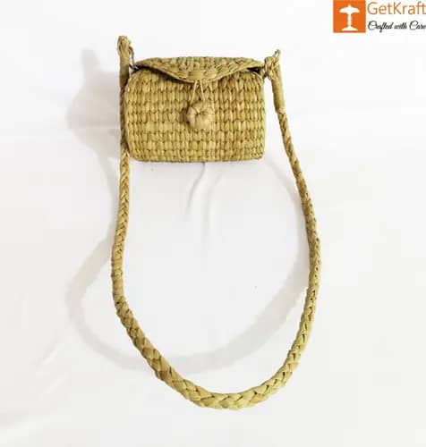 Handcrafted Natural Straw Sling Bag image 1