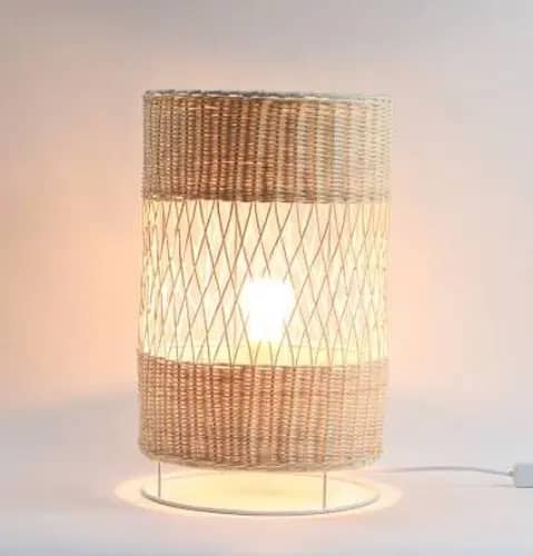 Rattan attractive cylindrical shaped wicker hanging lampshade image 1