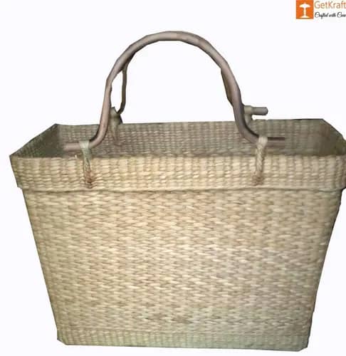 Large Natural Straw Shopping bag with Handle image 1