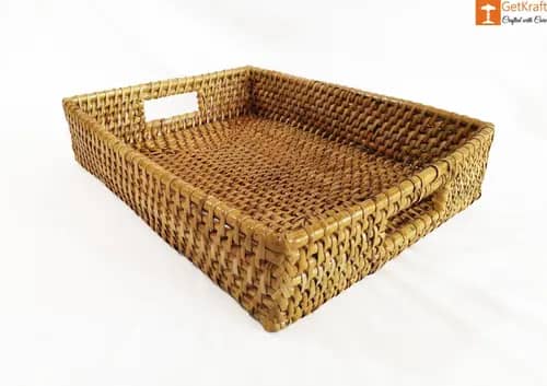 Rattan Rectangular Serving Kitchen Tray image 1