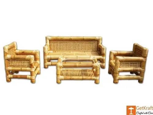 Authentic Bamboo Sofa Set with Table image 1