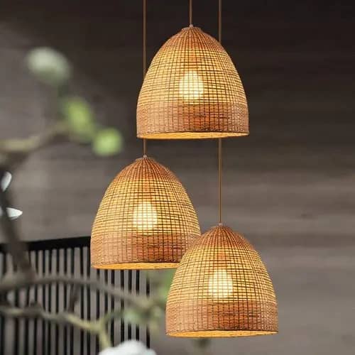Basket Style Ceiling Bamboo Pendant Light Lamp image 1