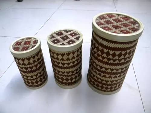 Bamboo Cylindrical Box (Maroon) image 1