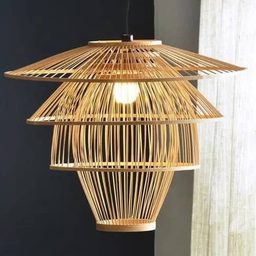 Four tier hanging bamboo lamp image 1
