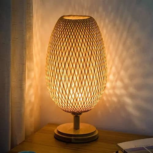 Oval shape bamboo stand lamp image 1