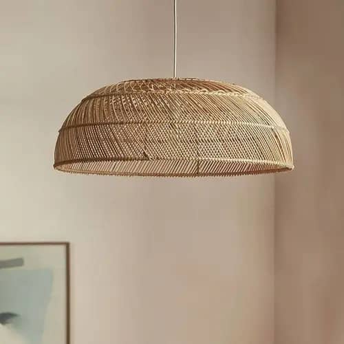 Rattan wicker hanging lampshade image 1
