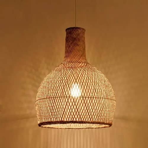 Bamboo wicker hanging lampshade image 1