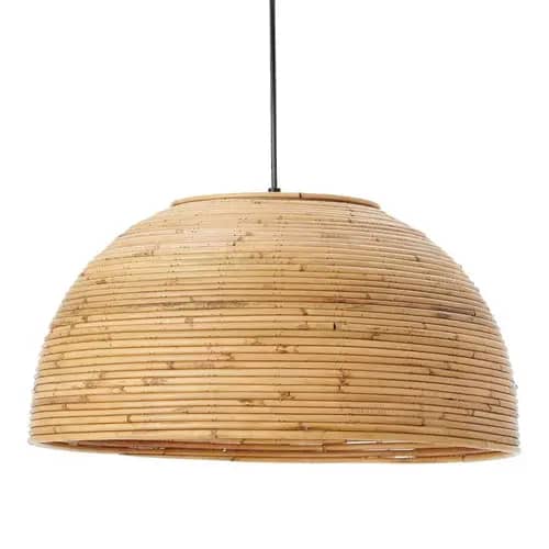 Rattan semi-circular wicker hanging lampshade image 1