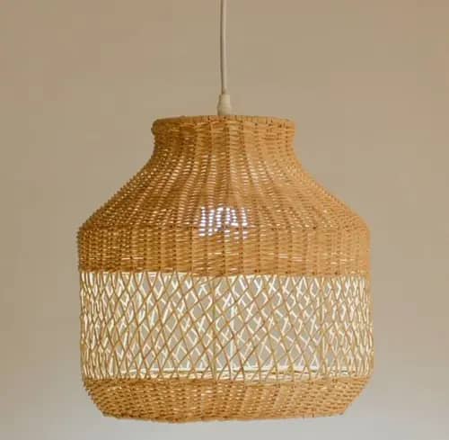 Rattan wicker pendant lampshade image 1
