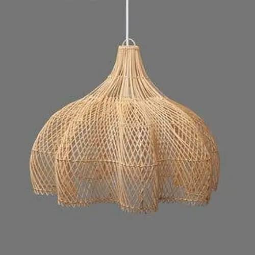 Bamboo flower shaped wicker hanging lampshade image 1