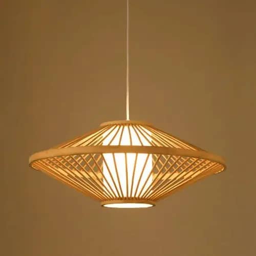 Modern bamboo wicker pendant hanging lampshade image 1