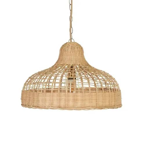 Half onion shaped rattan wicker hanging lampshade image 1