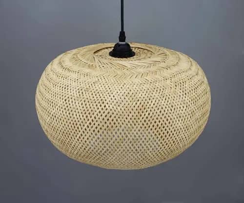 Attractive tomato shaped hanging bamboo lamp image 1
