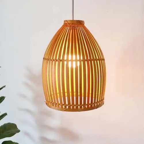 Modern oval shaped bamboo pendant lamp image 1