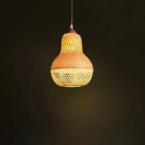 Attractive bulb shaped bamboo hanging lamp image 1
