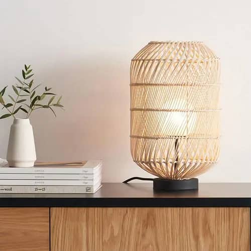 Modern cylindrical shaped rattan wicker table lampshade image 1