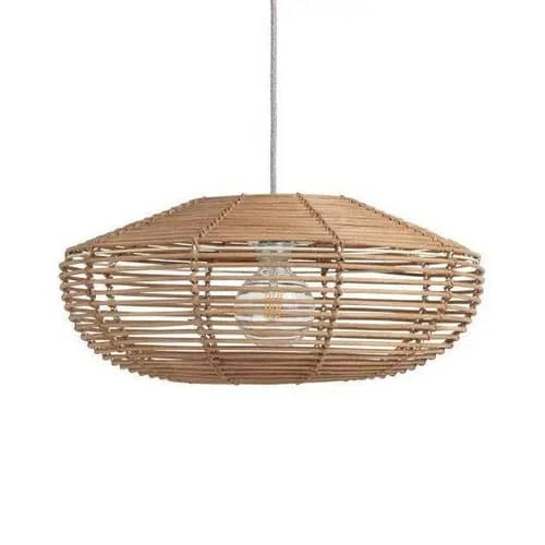 Rattan semi circular wicker hanging lampshade image 1