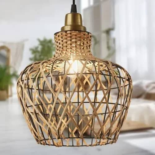 Rattan fixture attractive wicker hanging lampshade image 1