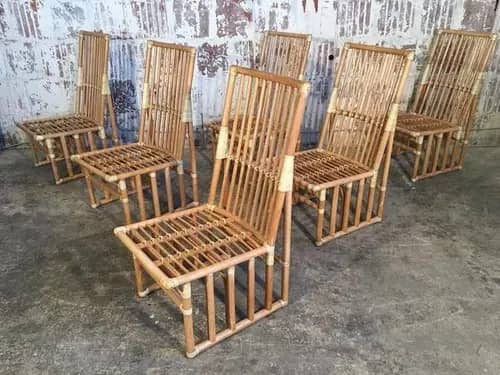 Modern wicker antique bamboo chair image 1