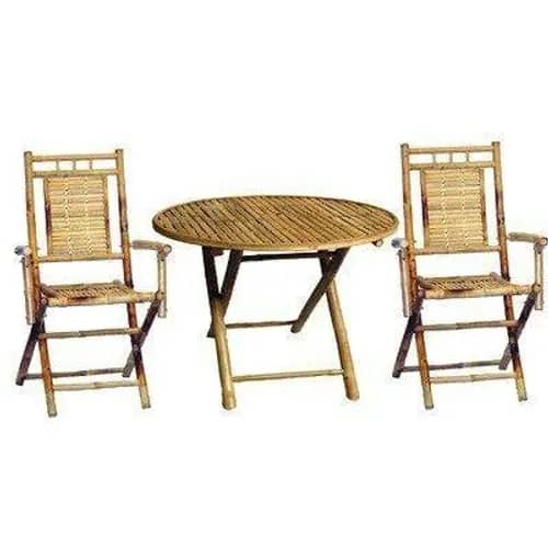 Attractive bamboo tea table with two chair image 1