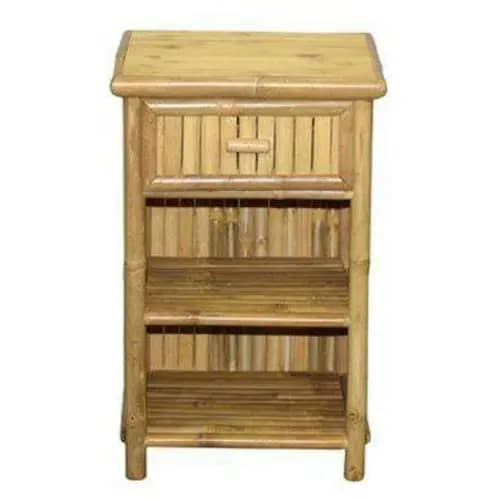 Modern natural bamboo corner table with one drawer image 1