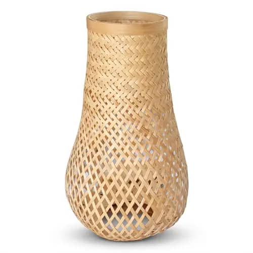 Handwoven Bamboo Lamp with Open Lattice Shade