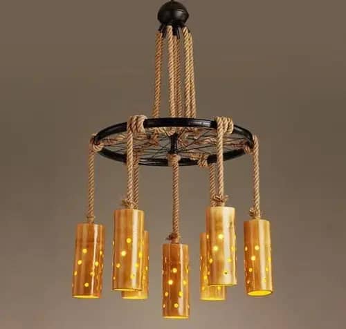 Bamboo Lamp Chandelier image 1