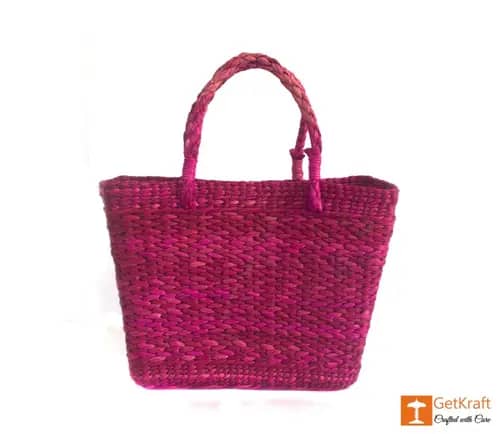 Natural Straw Handmade Purple Shoulder Bag image 1
