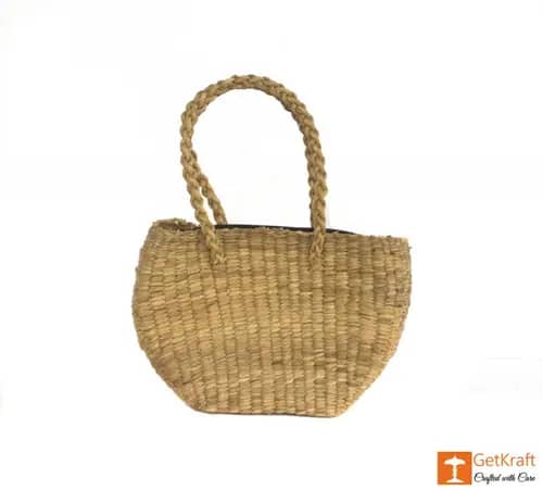 Natural Straw Medium-sized Oval Shape HandBag image 1
