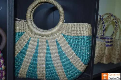 Natural Straw Designer Multi-coloured Hand Bag image 1