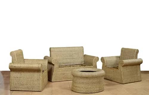 Cane Sofa Set 2 1 1 with table image 1