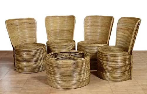 Cane Designer Tea Table Set - 4 Chairs 1 Table image 1