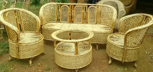 Simple Designer Cane Sofa Set 3 1 1 (with table) image 1