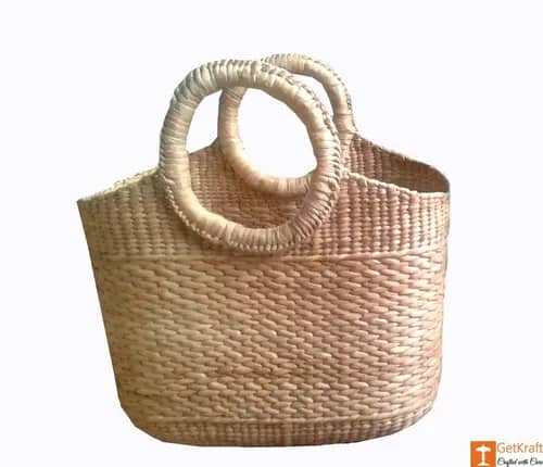 Large Natural Straw Shopping Handbag of Natural Color image 1