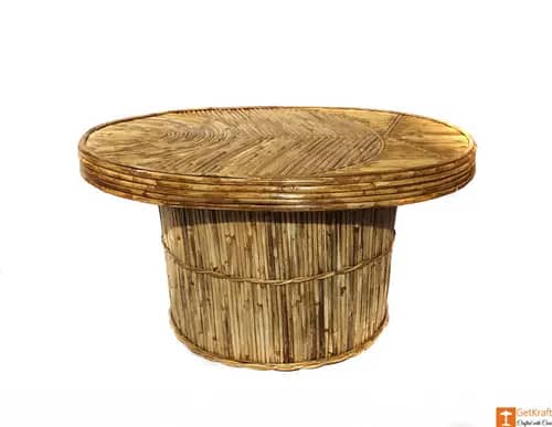 Handcrafted Eco-friendly Cane Tea Table Home Decor image 1