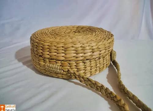 Natural Straw Stylish Handmade Round Sling Bag image 1