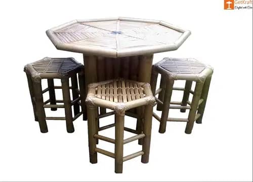 Bamboo Mini Tea Table Bar Table Set(4 Chairs) image 1