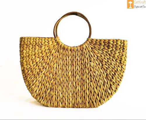 Womens Handmade U bag made of Natural Straw image 1
