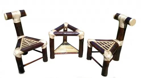 Bamboo Mini Tea Table Bar Table Set(2 Chairs) image 1