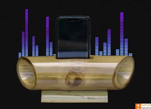 Bamboo Mobile Phone Holder cum Sound Amplifier image 1