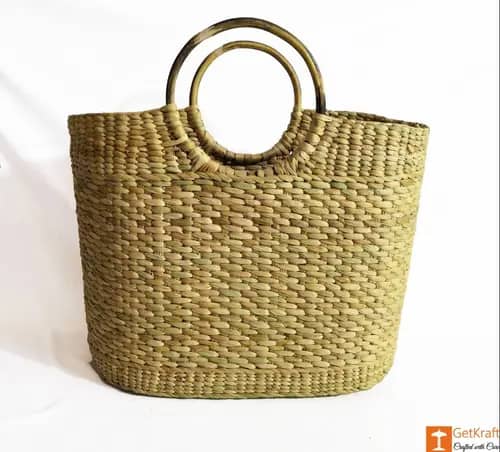 Natural Straw Large Picnic Bag image 1
